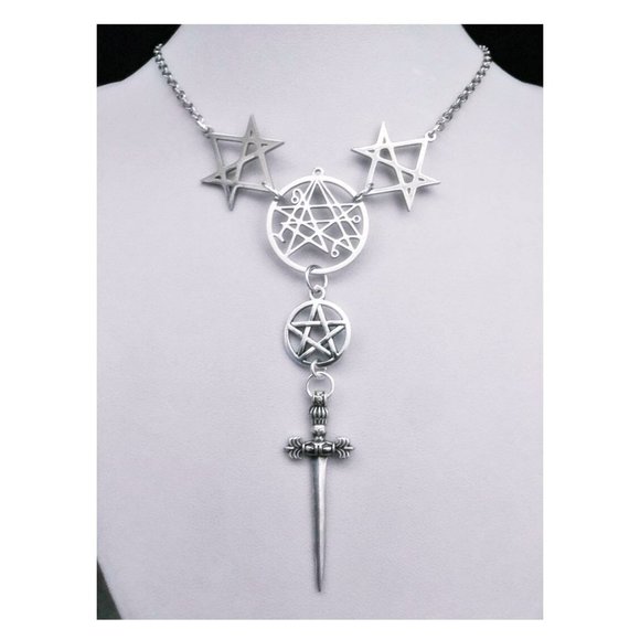 Baroque Vintage Jewelry - Occult Necronomicon Thelema Statement Necklace
